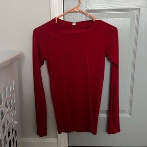 Red Lululemon Swiftly Tech long sleeve